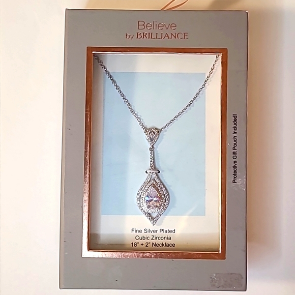 Believe in Brilliance NIB Sparkly Fancy CZ necklace in gift box unopened - Picture 1 of 8